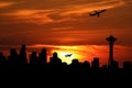 Seattle skyline with planes