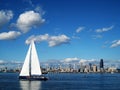 Seattle Skyline with Sailboat Royalty Free Stock Photo