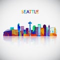 Seattle skyline silhouette in colorful geometric style. Royalty Free Stock Photo