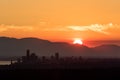 Seattle skyline silhouette during golden sunset Royalty Free Stock Photo