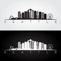 Seattle skyline silhouette Royalty Free Stock Photo