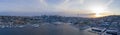 Seattle Skyline Snowy Winter Sunset Panoramic View of City Lake Union Waterfront Royalty Free Stock Photo