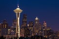 Seattle skyline with the Space Needle at night Royalty Free Stock Photo