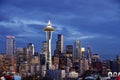 Seattle Skyline with Space Needle Tower at Dusk