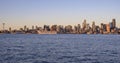 Seattle skyline at sunset across the bay Washington state Royalty Free Stock Photo