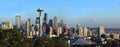 Seattle skyline at sunset, Washington state.