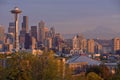 Seattle skyline at sunset Washington state. Royalty Free Stock Photo