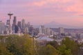 Seattle skyline at sunset Washington state. Royalty Free Stock Photo