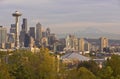 Seattle skyline at sunset Washington state. Royalty Free Stock Photo