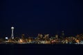 Seattle skylines at night - the view from Alki Beach Royalty Free Stock Photo