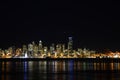 Seattle skylines at night - the view from Alki Beach