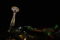 Seattle Space Needle and MoPop at night