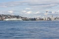 Seattle Space Needle and Puget Sound Ferry Royalty Free Stock Photo