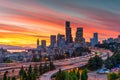 Seattle sunset in summertime from Rizal Bridge