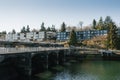 Seattle, USA. March 2022. View of the Hiram Chittenden Locks, or Ballard Lacks, a complex of looks at the west end of Salmon Bay.