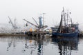 SEATTLE, WA - OCTOBER 28, 2017: Foggy Fishermen`s terminal