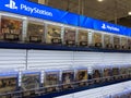 Seattle, WA USA - circa August 2023: Angled view of a selection of PS5 games for sale inside a Best Buy store