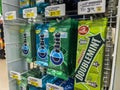 Seattle, WA USA - circa August 2022: Close up, selective focus on chewing gum for sale inside a grocery store Royalty Free Stock Photo