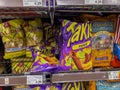 Seattle, WA USA - circa August 2022: Close up view of Takis tortilla chips for sale inside a QFC grocery store