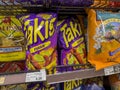 Seattle, WA USA - circa August 2022: Close up view of Takis tortilla chips for sale inside a QFC grocery store