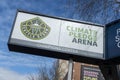 Seattle, WA USA - circa March 2022: Low angle view of the entrance sign to the Climate Pledge Arena for the Seattle hockey team