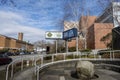 Seattle, WA USA - circa March 2022: Low angle view of the entrance sign to the Climate Pledge Arena for the Seattle hockey team