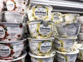 Seattle, WA USA - circa May 2023: Close up view of Chobani yogurt for sale inside a grocery store