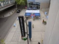 Seattle, WA USA - circa May 2021: High angle view of a covid-19 mass vaccination center at Lumen Field in downtown Seattle
