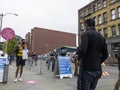 Seattle, WA USA - circa May 2021: An Indian man entering the line at a covid vaccine center at Lumen Field in downtown Seattle