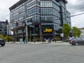 Seattle, WA USA - circa May 2021: Street view of Seattle`s KING TV news building downtown on an overcast day