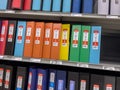 Seattle, WA USA - circa November 2022: Angled view of a variety of binders for sale inside a Staples store