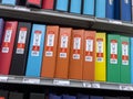 Seattle, WA USA - circa November 2022: Angled view of a variety of binders for sale inside a Staples store