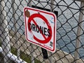 No Drones sign at the pier in downtown Seattle at the waterfront park Royalty Free Stock Photo
