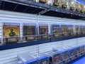 Seattle, WA USA - circa September 2022: Angled, selective focus on Playstation games for sale inside a Best Buy store