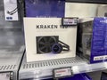 Seattle, WA USA - circa September 2022: Close up view of NZXT Kraken CPU cooler products for sale inside a Best Buy store