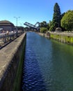 Ballard Locks and Salmon Bay Bridge in Seattle, Washington Royalty Free Stock Photo