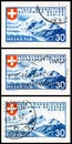 Snowy Swiss Alpine Scene on 1939 Helvetia Postage Stamp