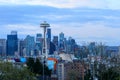 View of downtown Seattle skyline at sunrise in Washington Royalty Free Stock Photo