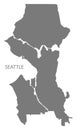 Seattle Washington city map grey illustration silhouette shape