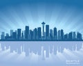 Seattle Washington city skyline silhouette Royalty Free Stock Photo