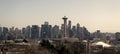 Seattle, Washington D.C. USA - April 06, 2021: panoramic seattle skyline skyscraper and space needle