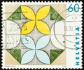 Helvetia Postage Stamp with Shapes