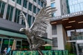 Entrance of Avalara Hawk Tower with Eagle statue in Seattle