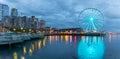 Seattle skyline, waterfront and great wheel Royalty Free Stock Photo
