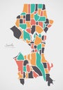 Seattle Washington Map with neighborhoods and modern round shape