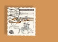 Ornate Pistol Sketches on Czech Stamp with Drop Shadow