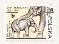 Mother and Baby Elepahant of Postage Stamp