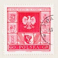 Red Polish Stamp with Coat of Arms