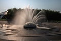 Seattle, Washington - 8/8/2018 : People outside enjoying a warm summer afternoon at the International Fountain in Seattle Center Royalty Free Stock Photo