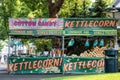 Seattle, Washington - 8/8/2018 : Pop up food stands in the Seattle Center, near the Space Needle and International Fountain Royalty Free Stock Photo